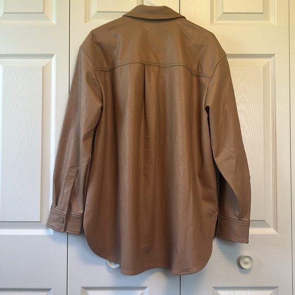 NWT Spanx tan faux leather shacket. Size 1X - Picture 2 of 6
